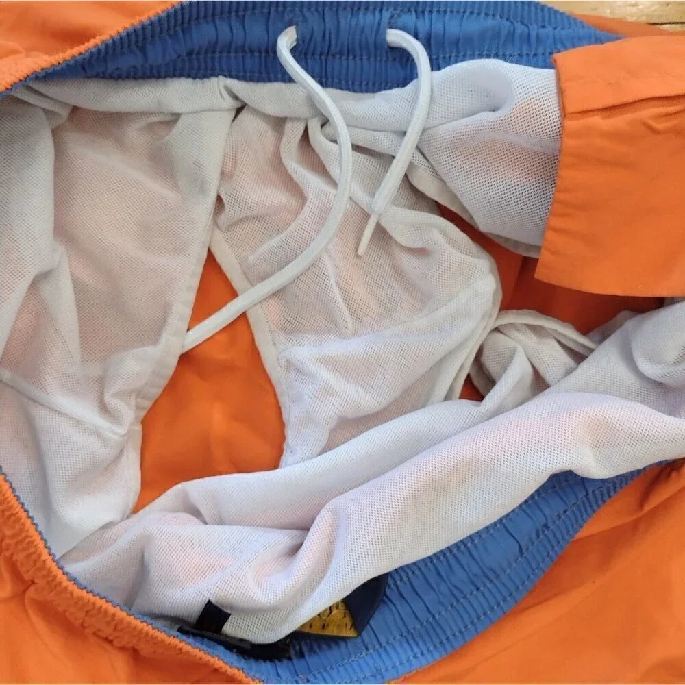 Polo Ralph Lauren Orange Lined Swimsuit Trunks Drawstring Waist and Mens 2XL
